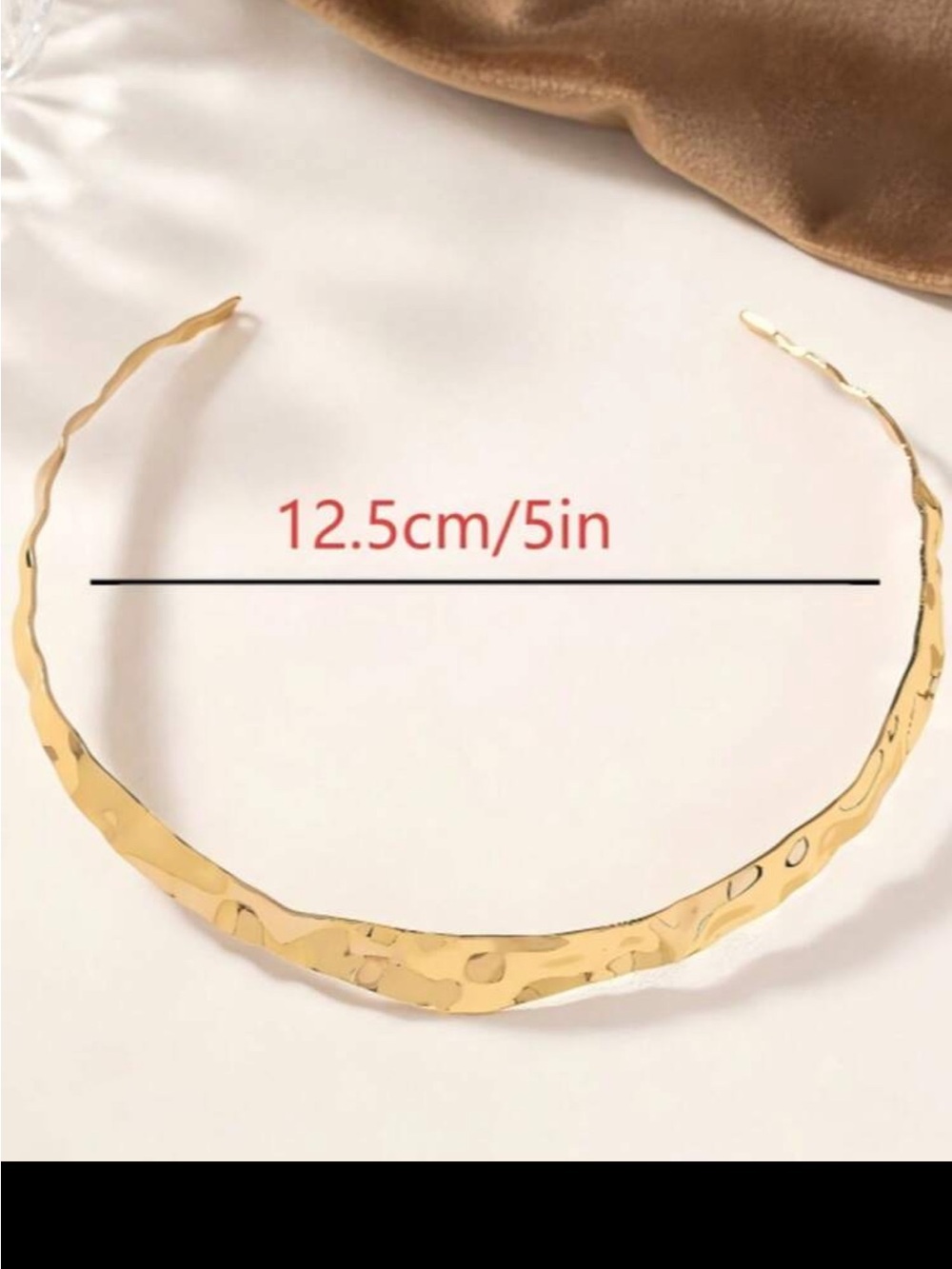 Hammered Gold Tone Metal Headband - Women Accessories